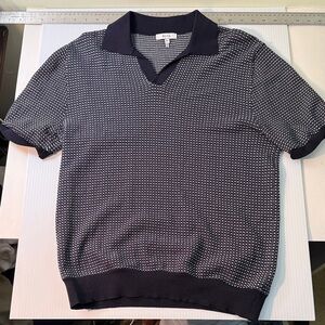 Reiss Navy and White Micro-Pattern Polo